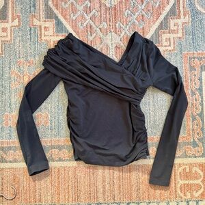 Abercrombie & Fitch Black Ruched Off-Shoulder Blouse